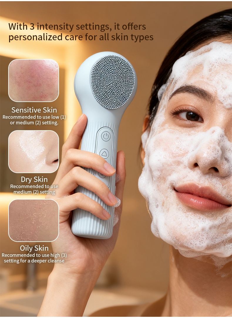 Silicone Cleansing Brush Recha - Silicone Face Scrubber Electric ulasan dan harga