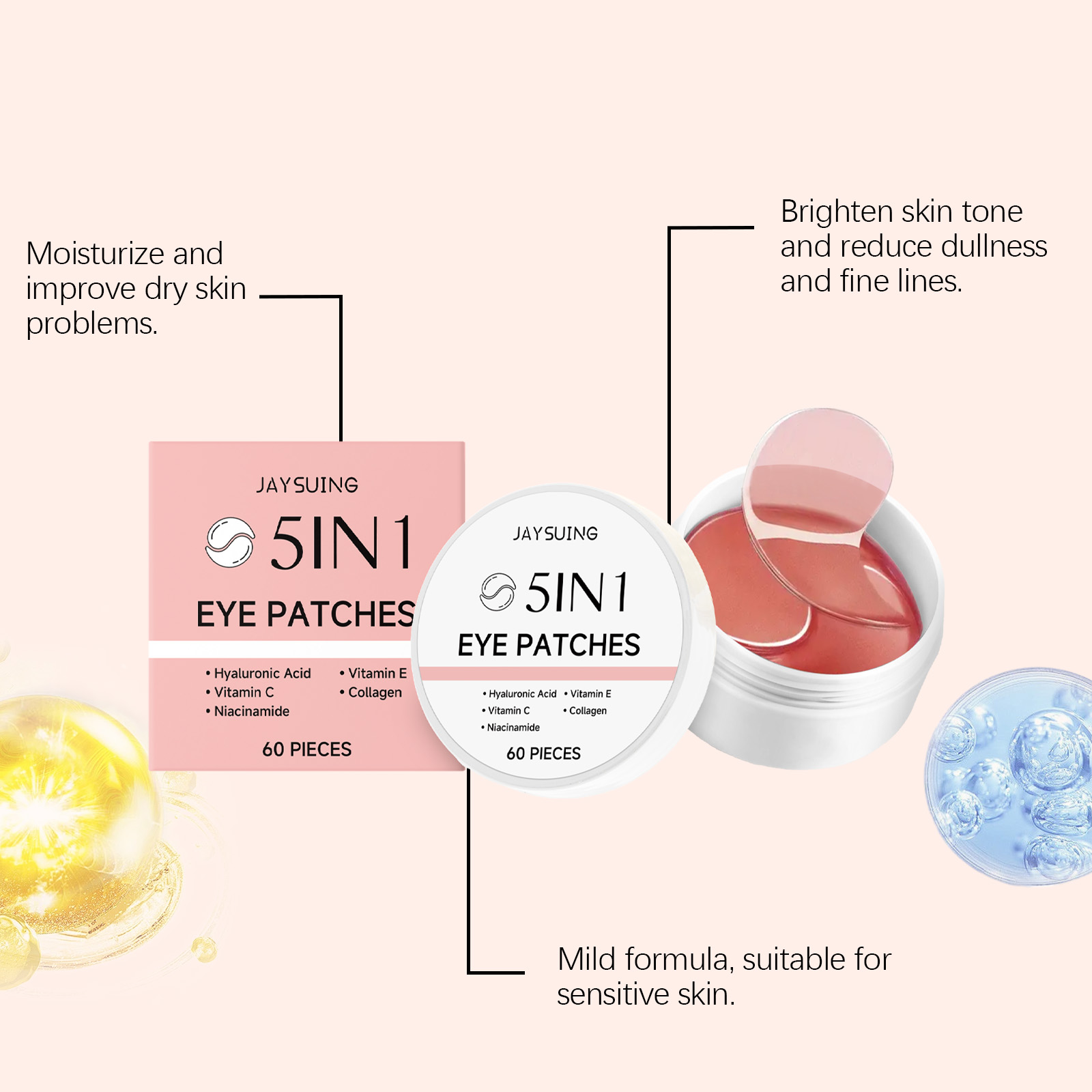 JAYSUING 5-in-1 Under Eye Patc - Collagen Under Eye Patches ulasan dan harga