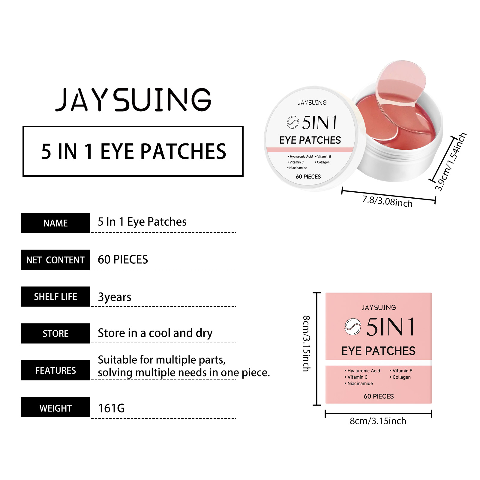 JAYSUING 5-in-1 Under Eye Patc - Collagen Under Eye Patches ulasan dan harga