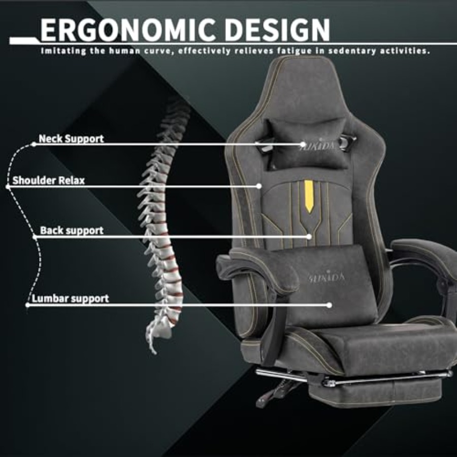 Gaming chair with footrest for - Massage ulasan dan harga