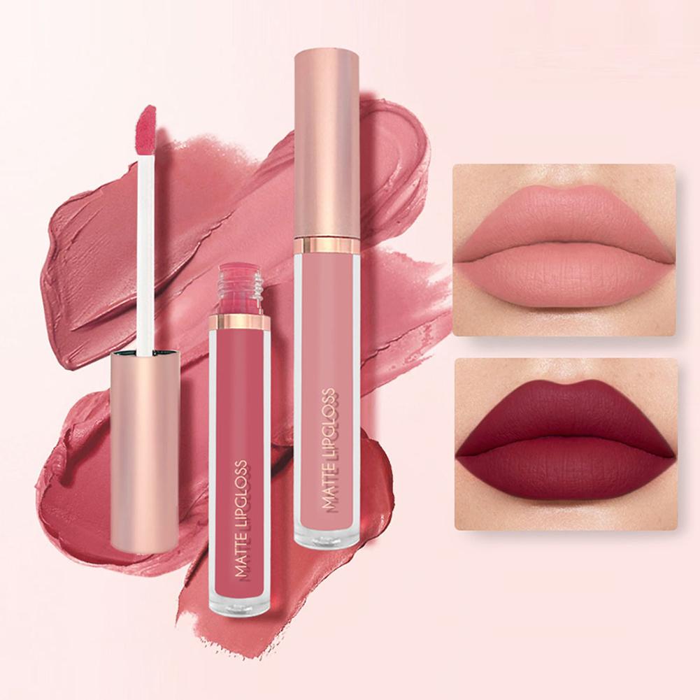 3pcs/set Nude Lip Gloss Matte  - Matte Velvet Lip Tint Long Lasting ulasan dan harga